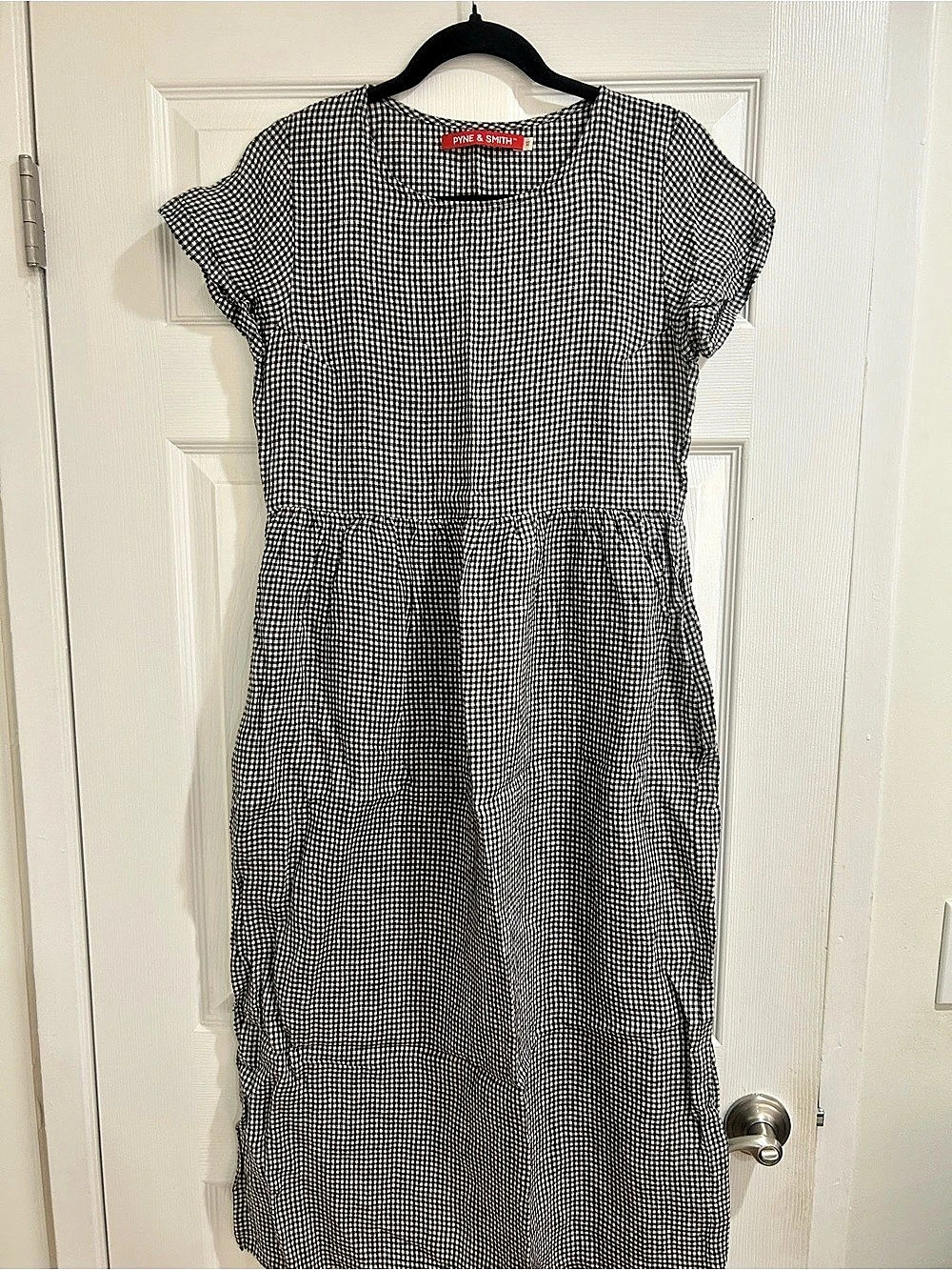 PYNE & SMITH Gingham Dress in Black & White - Size XS